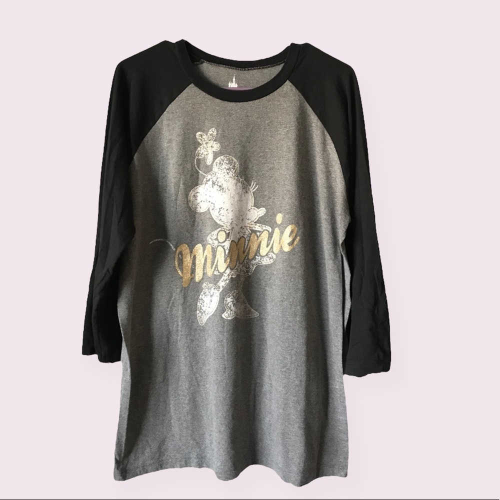 Disneyland Minnie Mouse Black Baseball Tee Sz L